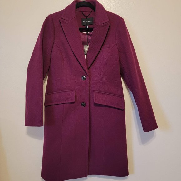 NWT BCBG NOTCH COLLAR SINGLE-BREASTED RIDING COAT in RASPBERRY - Picture 1 of 7